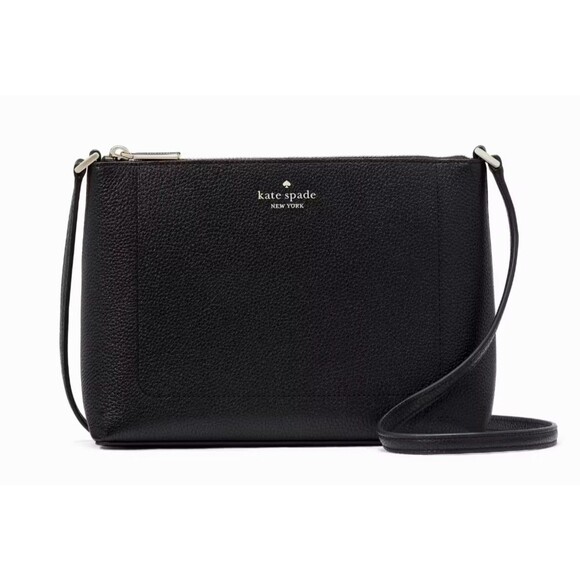 New Kate Spade Leila Crossbody Pebble Leather Black - Picture 1 of 5
